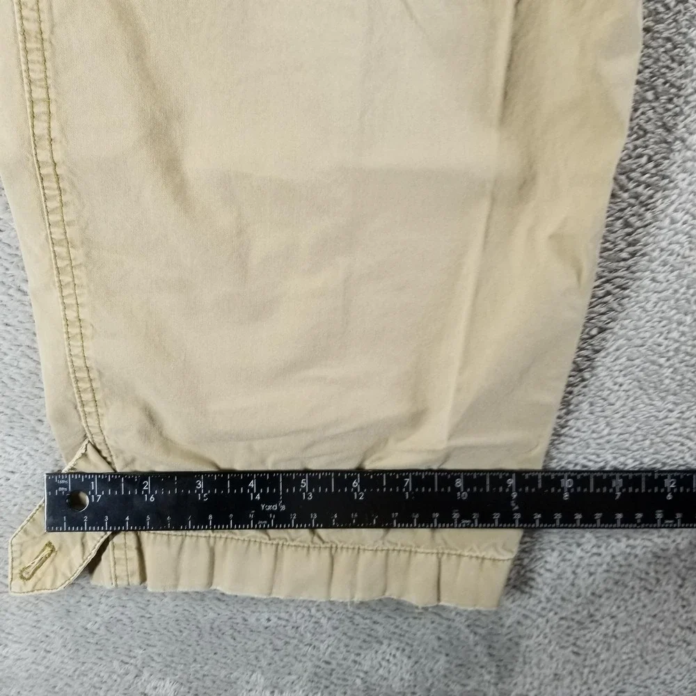 American Eagle Pants Mens 30x32 Beige Cargo Ankle Tie Button Fly CG-SI
